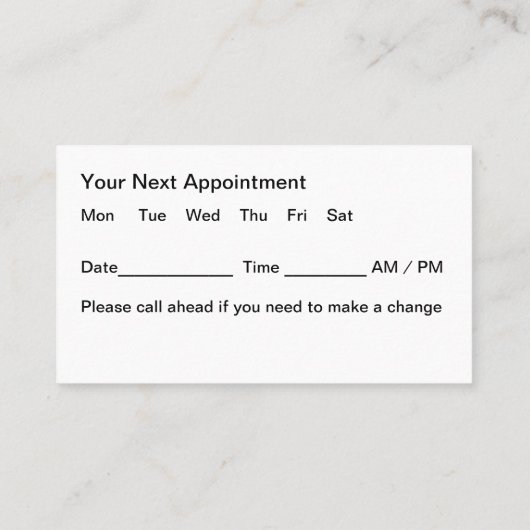 クラスヘアスタイリストアポイントメントカードデザイン 名刺 (裏面)