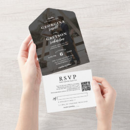クラスホワイトRSVP写真QRコード結婚ズ オールインワン招待状