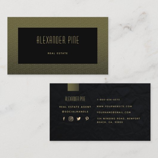 クラスミニマルエレガントリストブラック金ゴールドプロフェッショナル 名刺 (正面/裏面)