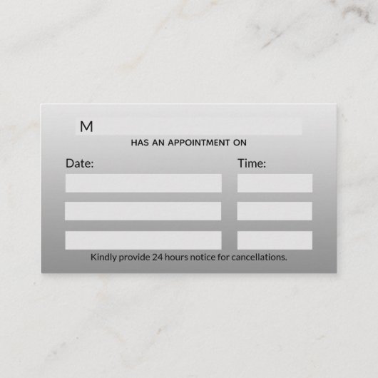 クラスメディカルノーブルエレガント白黒アスクレピウス 予約カード (裏面)