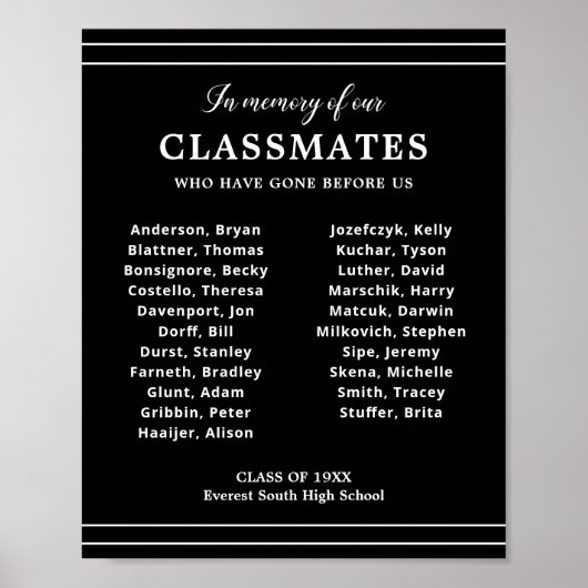 クラスメートの懇親会の記憶の白い黒 ポスター (正面)