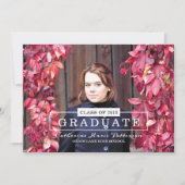 クラスモダンタイポグラフィ写真卒業 |白 招待状 (正面)