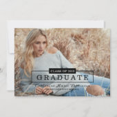 クラスモダンタイポグラフィ写真卒業 |黒 招待状 (正面)