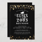 クラスモダン懇親会ブラック金ゴールドスターライト 招待状 (正面/裏面)