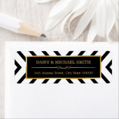 クラスモダン金ゴールド白黒線パターン ラベル (インサイチュ)