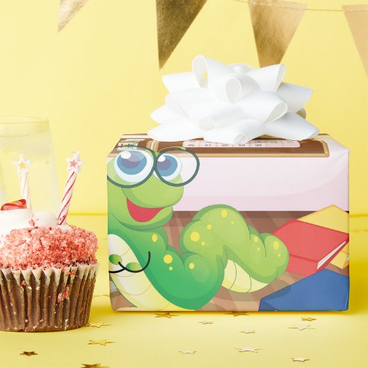 クラスラッピングのブックワーム紙 ラッピングペーパー