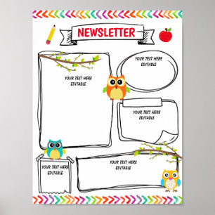 クラスルームのニュースレター編集可能テンプレート ポスター