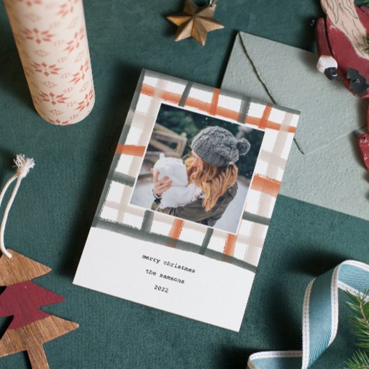 クラスルームのプレイドホリデーフォトカード | B シーズンカード