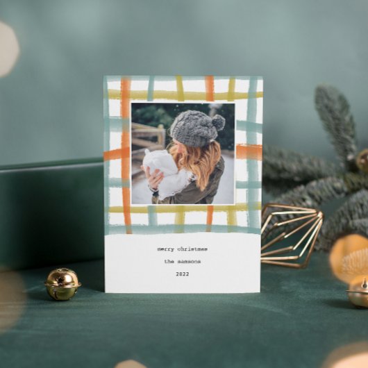 クラスルームのプレイドホリデーフォトカード | C シーズンカード