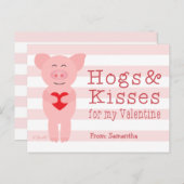クラスルーム子供へヴァレンティネス豚とキス シーズンポストカード (正面/裏面)
