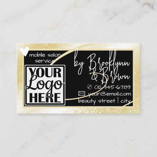 クラスロゴ写真スタイリッシュ金ゴールドフレームハートLuxe 名刺 (裏面)