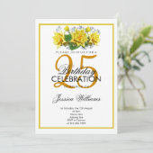 クラスロマンチックイエローローズズ誕生日 招待状 (スタンド正面)