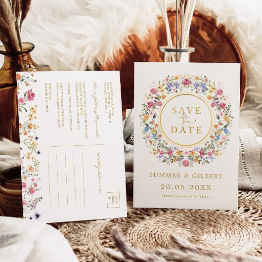 クラスワイルドフラワーガーデンリース日付を保存 案内ポストカード