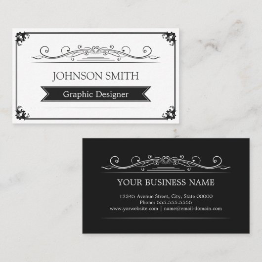 クラスヴィンテージフレームシンプル-エレガント 名刺 (正面/裏面)