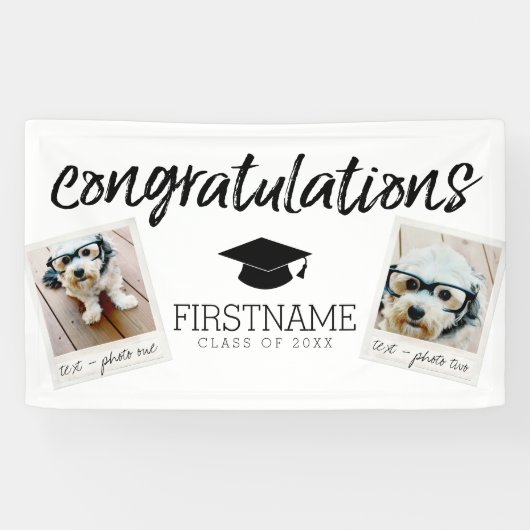 クラス任意の年の卒業2平方フォトコラージュ 横断幕 (横)