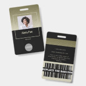 クラス企業の金ゴールド従業員IDロゴ名写真 バッジ (Front & Back)