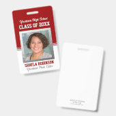 クラス会 赤と白の写真付きIDバッジ バッジ (正面&裏面)