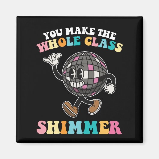 クラス全体のきらめくGroovyレトロ マグネット (正面)