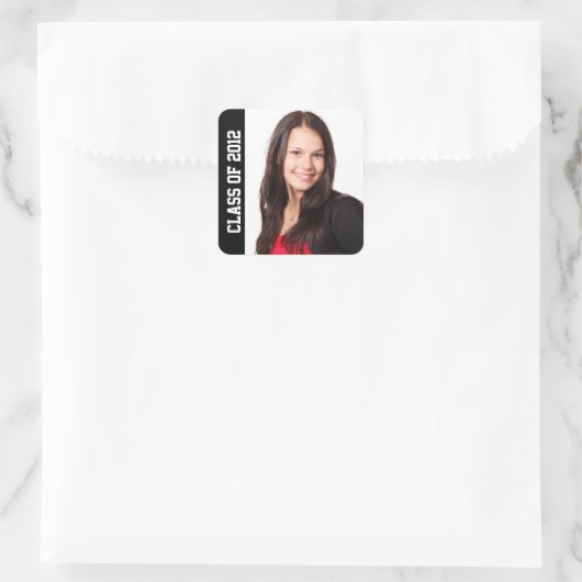 クラス写真学校の卒業記念ブラック スクエアシール (バッグ)