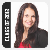 クラス写真学校の卒業記念ブラック スクエアシール (正面)