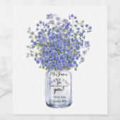 クラス名感謝してい先生お花の花束 ワインラベル (シングルラベル)