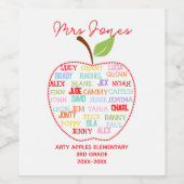 クラス名感謝してい先生apple word art ワインラベル (シングルラベル)