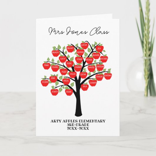 クラス名感謝してい先生you apple tree カード (正面)