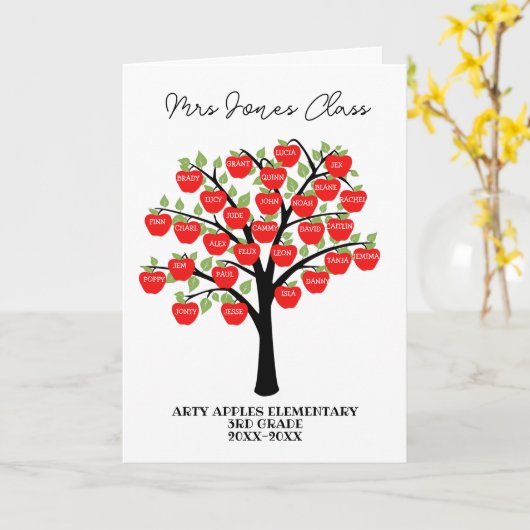 クラス名感謝してい先生you apple tree カード (黄色い花)