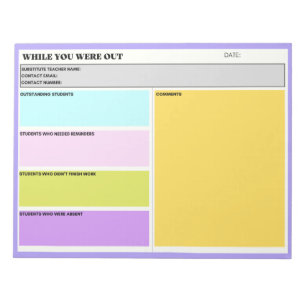 クラス外先生中の代替型枠 ノートパッド