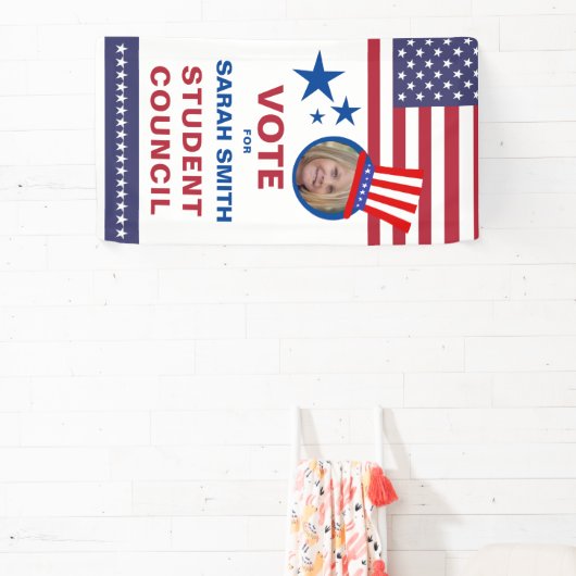 クラス大統領選挙：帽子と旗の写真のチラシ 横断幕 (インサイチュ)