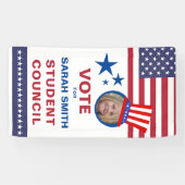 クラス大統領選挙：帽子と旗の写真のフライヤー 横断幕 (横)