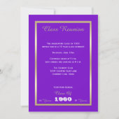 クラス懇親会あなたの年パープルと金ゴールド 招待状 (正面)