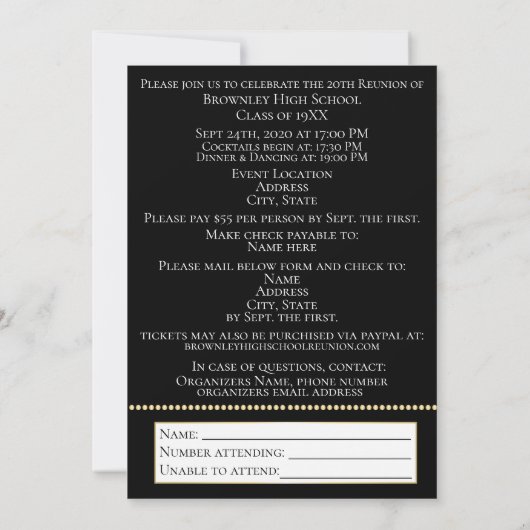 クラス懇親会の発表デザイン 招待状 (裏面)