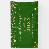 クラス懇親会ウェルカムグリーン金ゴールドスターライト 横断幕 (縦)