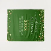 クラス懇親会ウェルカムグリーン金ゴールドスター タペストリー (正面(横))