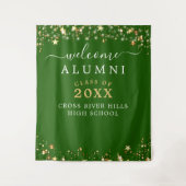 クラス懇親会ウェルカムグリーン金ゴールドスター タペストリー (正面)