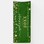 クラス懇親会ウェルカムグリーン金ゴールドスター 横断幕 (縦)