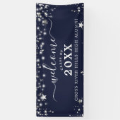 クラス懇親会ウェルカムネイビーブルーシルバースターズ 横断幕 (縦)