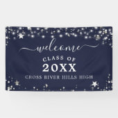 クラス懇親会ウェルカムネイビーブルースターズライト 横断幕 (横)