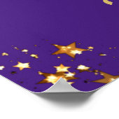 クラス懇親会ウェルカムパープル金ゴールドスタースクリプト ポスター (角)