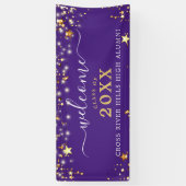 クラス懇親会ウェルカムパープル金ゴールドスター 横断幕 (縦)