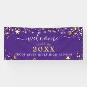 クラス懇親会ウェルカムパープル金ゴールドスター 横断幕 (横)