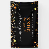 クラス懇親会ウェルカムブラックオレンジスターズライト 横断幕 (縦)