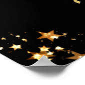 クラス懇親会ウェルカムブラック金ゴールドスタースクリプト ポスター (角)