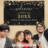 クラス懇親会ウェルカムブラック金ゴールドスターライト 横断幕