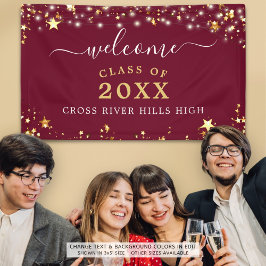 クラス懇親会ウェルカムブルガンディマルーン金ゴールドスターズ 横断幕