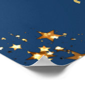 クラス懇親会ウェルカムブルー金ゴールドスタースクリプト ポスター (角)