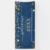 クラス懇親会ウェルカムブルー金ゴールドスター 横断幕 (縦)