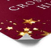 クラス懇親会ウェルカムマルーン金ゴールドスターカスタムズ ポスター (角)