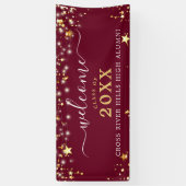 クラス懇親会ウェルカムマルーン金ゴールドスター 横断幕 (縦)